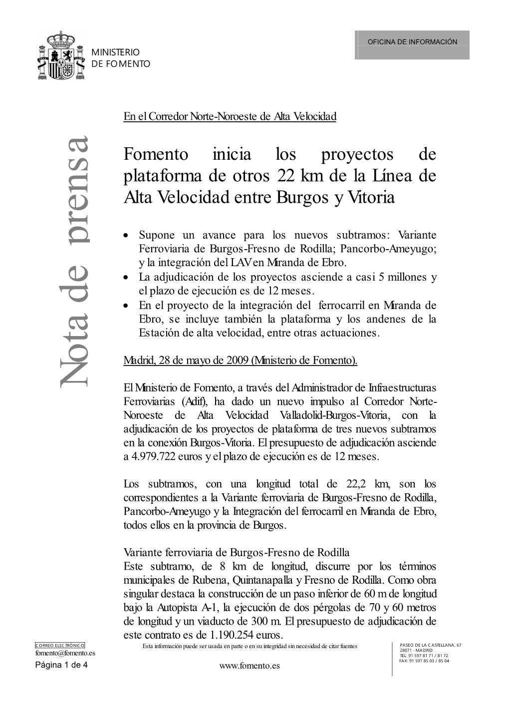 Fomento Inicia Los Proyectos De Plataforma De Otros 22 Km De La Línea De Alta Velocidad Entre Burgos Y Vitoria