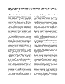 The Lunar Regolith As a Remote Sensing Target for the Lunar Reconnaissance Orbiter (Lro) W