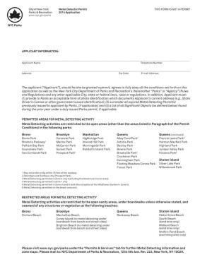 NYC Parks Metal Detecting Permit Application