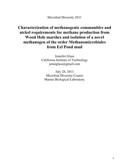 Characterization of Methanogenic Communities and Nickel