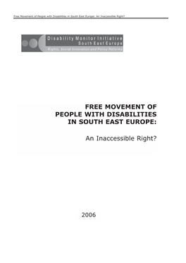 Free Movement of People with Disabilities in South East Europe: an Inaccessible Right?