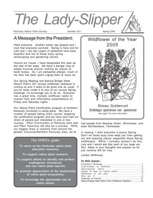 Kentucky Native Plant Society, the Lady-Slipper, Spring 2005