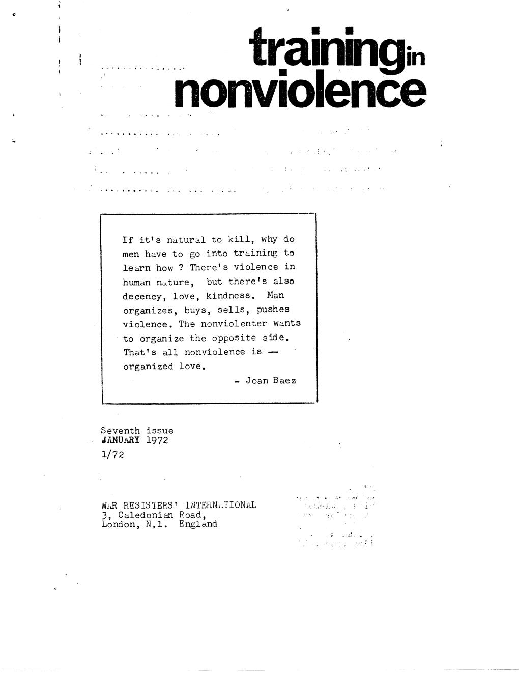 Training Nonviolence