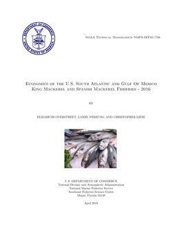 A04a NOAA Tech Memo Economics Mackerel Fishery 2016