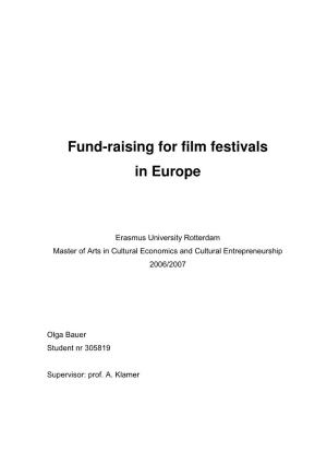 Fund-Raising for Film Festivals in Europe