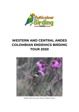 Western and Central Andes Colombian Endemics Birding Tour 2020