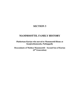 Section 3 Mammoottil Family History