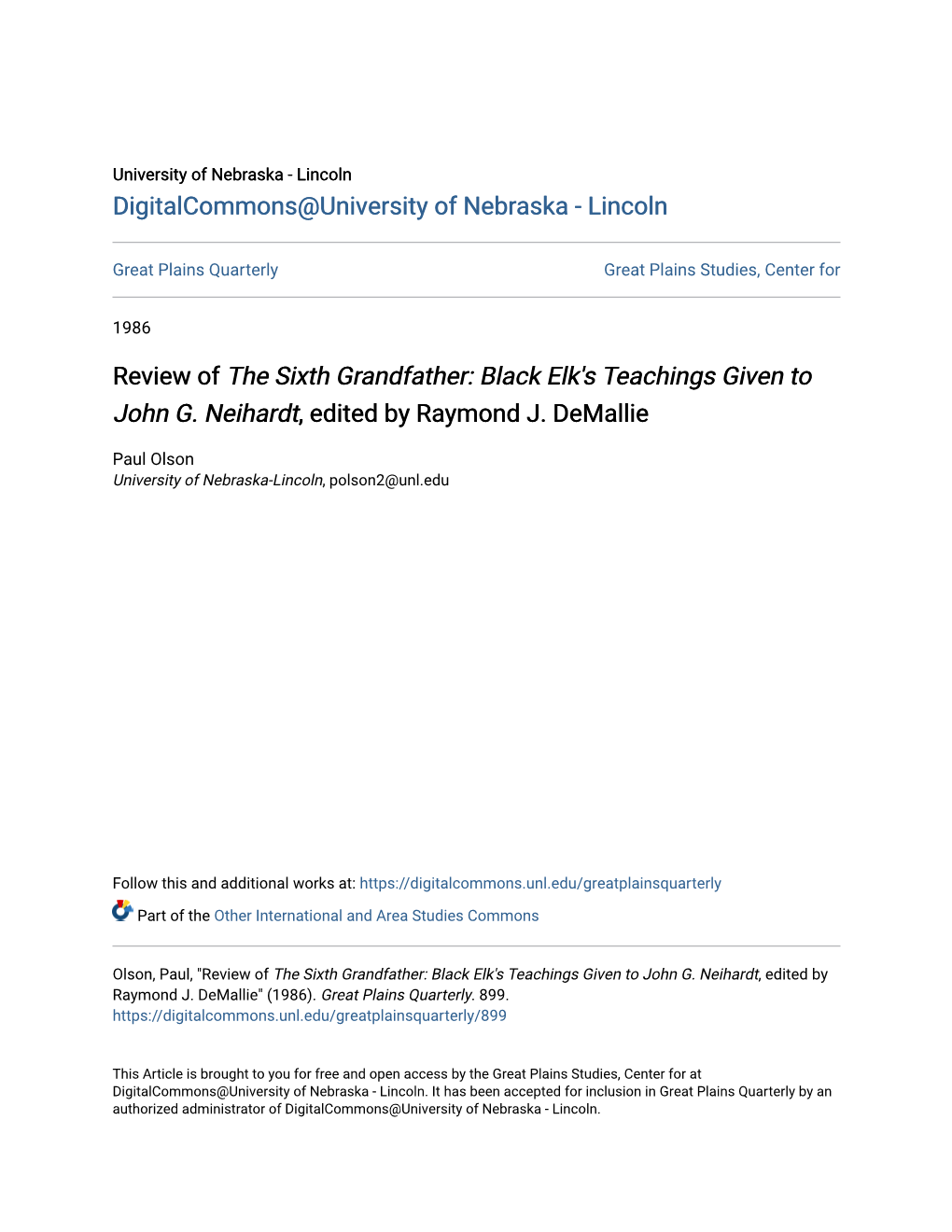 Review of the Sixth Grandfather: Black Elk's Teachings Given to John G