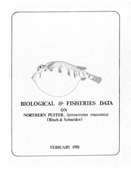 BIOLOGICAL 8Y' FISHERIES DATA on NORTHERN PUFFER, Sphoeroides Maculatus (Bloch & Schneider)