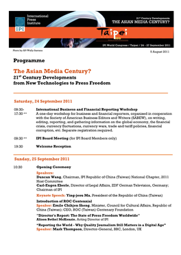 The Asian Media Century? 21 St Century Developments from New Technologies to Press Freedom