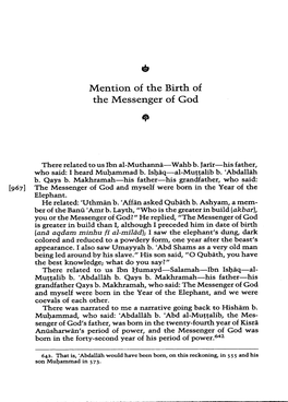 Mention of the Birth of the Messenger of God 4^