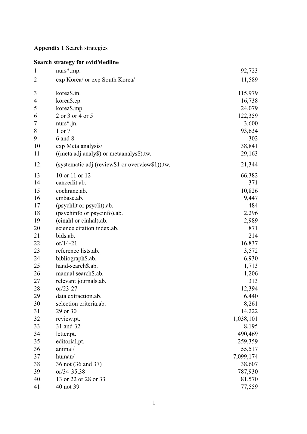 Search Strategy for Ovidembase