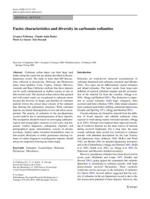 Facies Characteristics and Diversity in Carbonate Eolianites