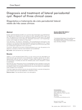 Diagnosis and Treatment of Lateral Periodontal Cyst: Report of Three Clinical Cases