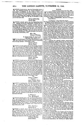 4&14 . the London Gazette, November 12, 1858