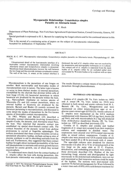 Gonatobotrys Simplex Parasitic on Alternaria Tenuis H