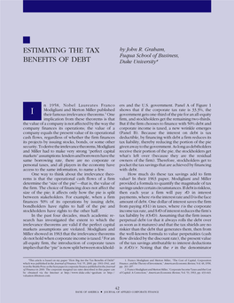 Estimating the Tax Benefits of Debt