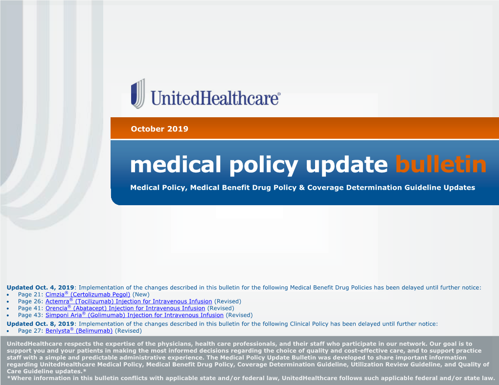 Medical Policy Update Bulletin