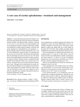 A Rare Case of Eccrine Spiradenoma—Treatment and Management