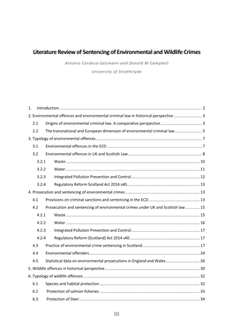 Literature Review of Sentencing of Environmental and Wildlife Crimes