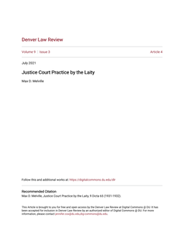 Justice Court Practice by the Laity