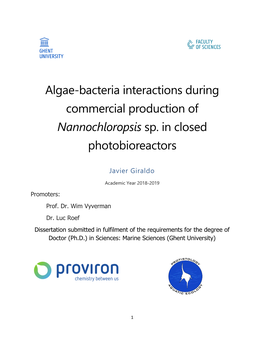 Algae-Bacteria Interactions During Commercial Production of Nannochloropsis Sp. in Closed Photobioreactors