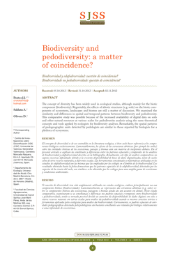 Biodiversity and Pedodiversity: a Matter of Coincidence?
