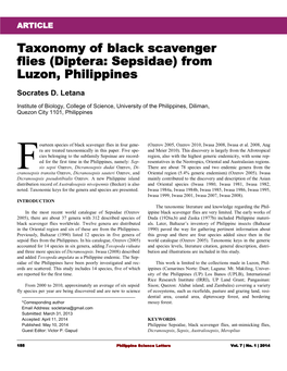 Taxonomy of Black Scavenger Flies (Diptera: Sepsidae) from Luzon, Philippines