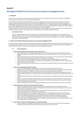 Annex F Birmingham COVID-19 Test and Trace Communications and Engagement Plan