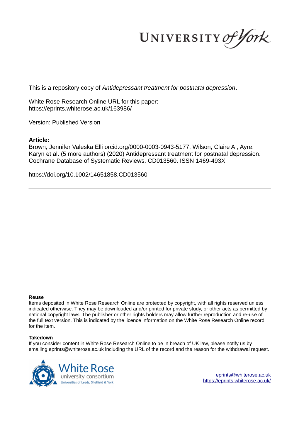 Antidepressant Treatment for Postnatal Depression