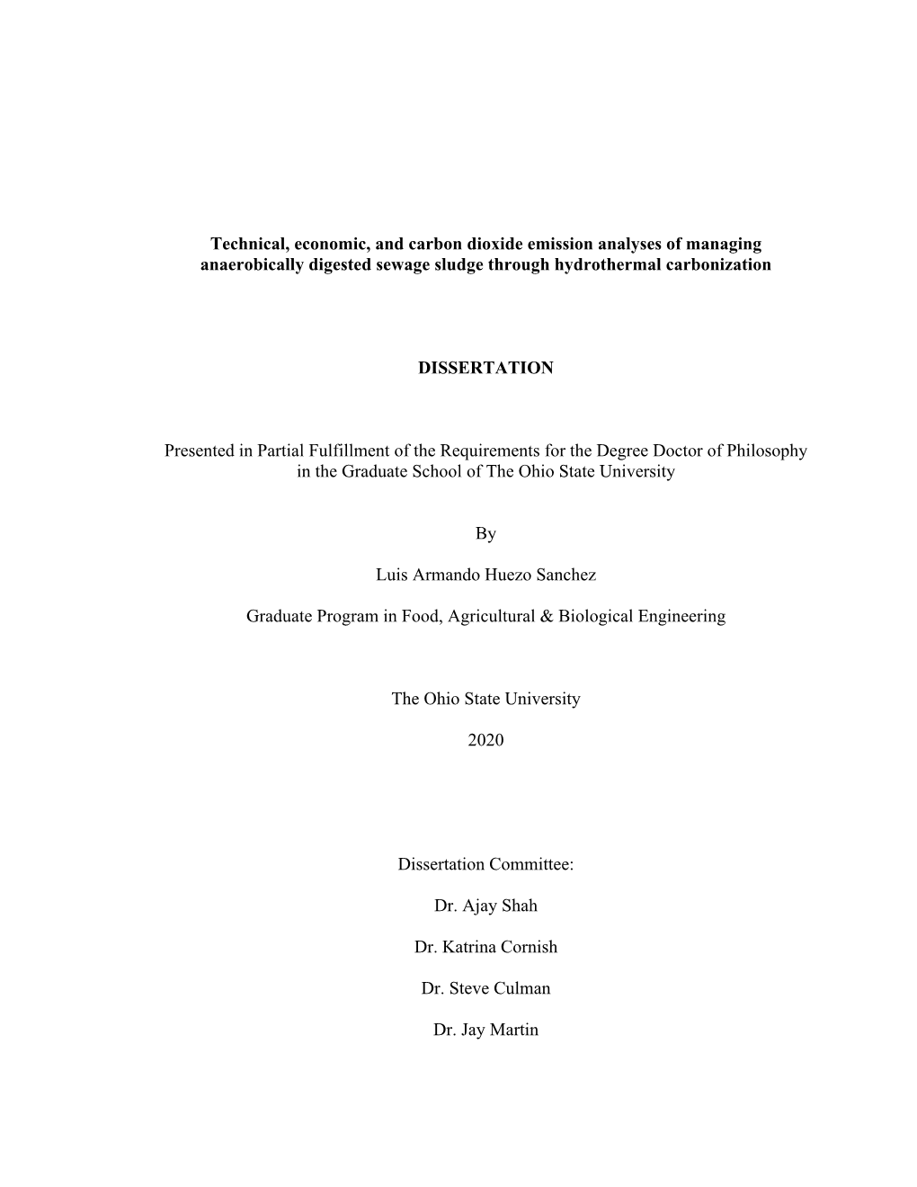 Technical, Economic, and Carbon Dioxide Emission Analyses of Managing Anaerobically Digested Sewage Sludge Through Hydrothermal Carbonization