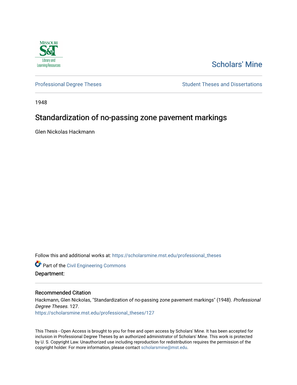 Standardization of No-Passing Zone Pavement Markings