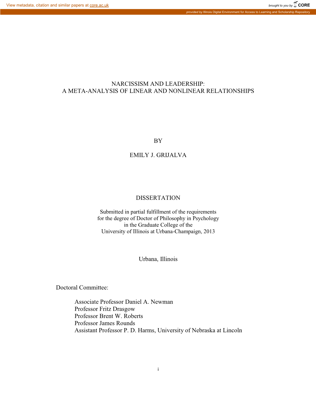 Narcissism and Leadership: a Meta-Analysis of Linear and Nonlinear Relationships