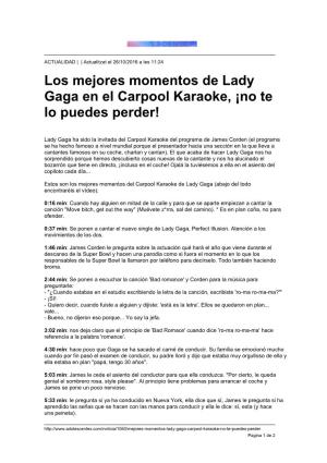 Los Mejores Momentos De Lady Gaga En El Carpool Karaoke, ¡No Te Lo Puedes Perder!