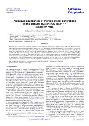 Aluminum Abundances of Multiple Stellar Generations in the Globular Cluster NGC 1851�,�� (Research Note)