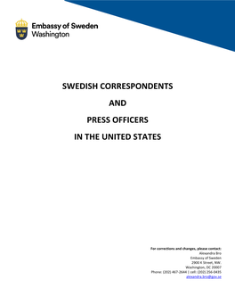 Swedish Correspondents and Press Officers in the United States