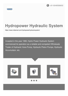 Hydropower Hydraulic System