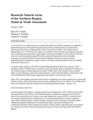 Research Natural Areas of the Northern Region: Status & Needs Assessment