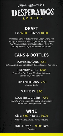 Draft Cans & Bottles Wine