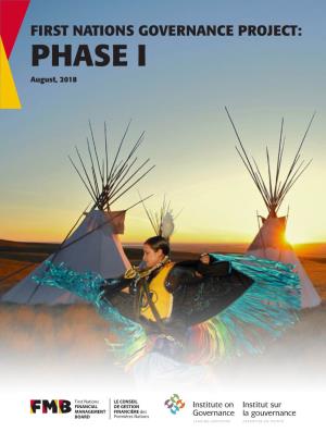 PHASE I August, 2018 This Report Is Jointly Produced by the First Nations Financial Management Board and the Institute on Governance