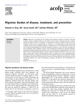 Migraine: Burden of Disease, Treatment, and Prevention