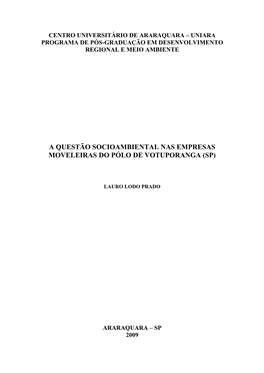 A Questão Socioambiental Nas Empresas Moveleiras Do Pólo De Votuporanga (Sp)