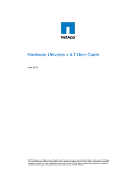 Hardware Universe V 4.7 User Guide
