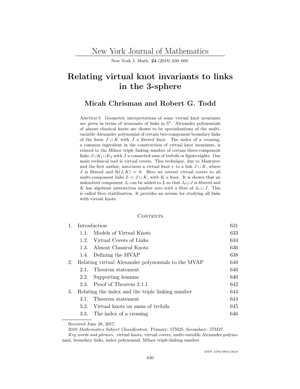 New York Journal of Mathematics Relating Virtual Knot Invariants To