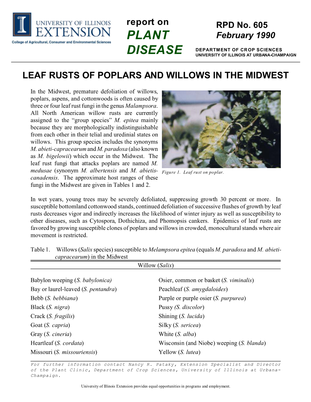 Leaf Rusts of Poplars and Willows in the Midwest
