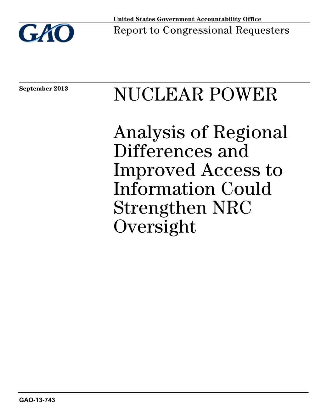 Gao-13-743, Nuclear Power