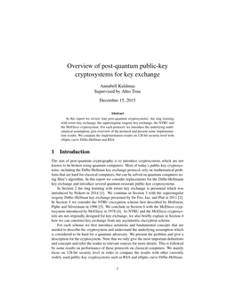 Overview of Post-Quantum Public-Key Cryptosystems for Key Exchange