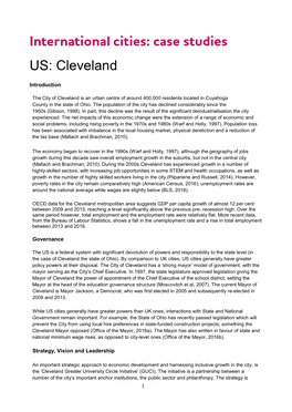 International Cities: Case Studies US: Cleveland