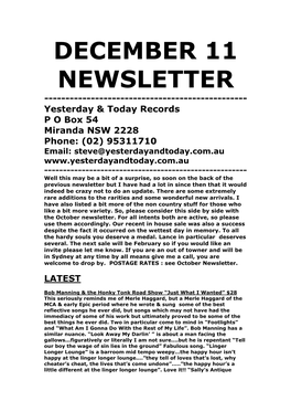 Newsletter December 2011