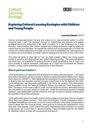 1 Cultural Ecology Approaches the Arts and Culture As An